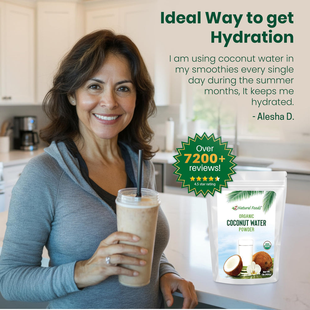 Z Natural Foods lifestyle outdoor hydration scene showing convenient portability benefit