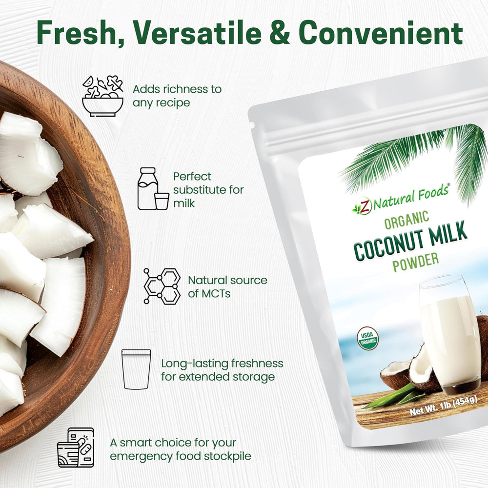 Z Natural Foods mixed cup of coconut milk showing creamy result and easy rehydration benefit