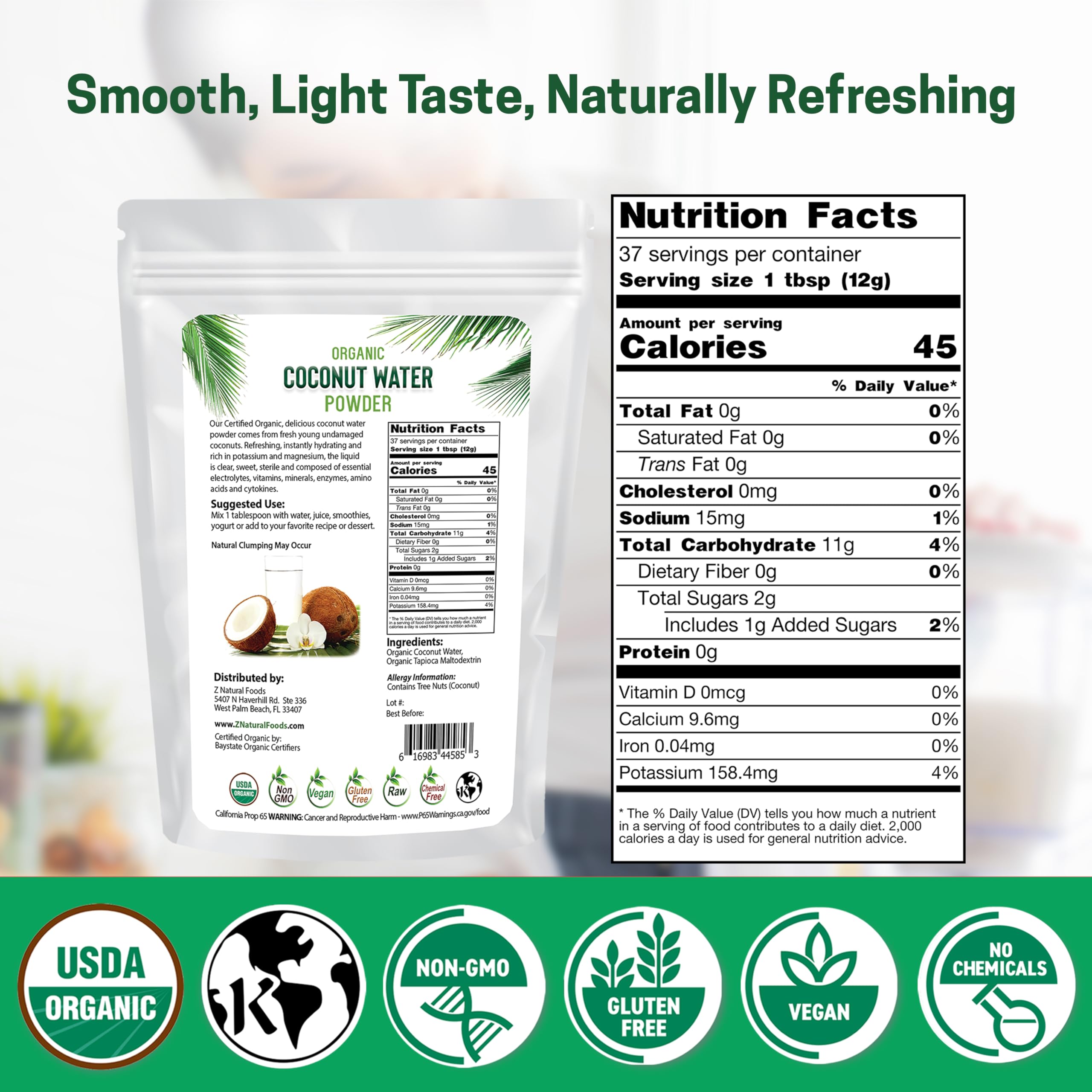 Z Natural Foods powder close-up texture highlighting fine mixability benefit