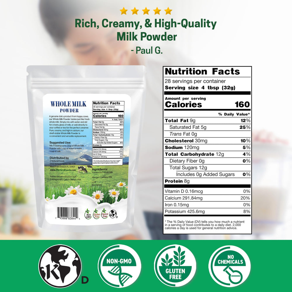 Z Natural Foods powder close-up texture demonstrating fine, creamy granules