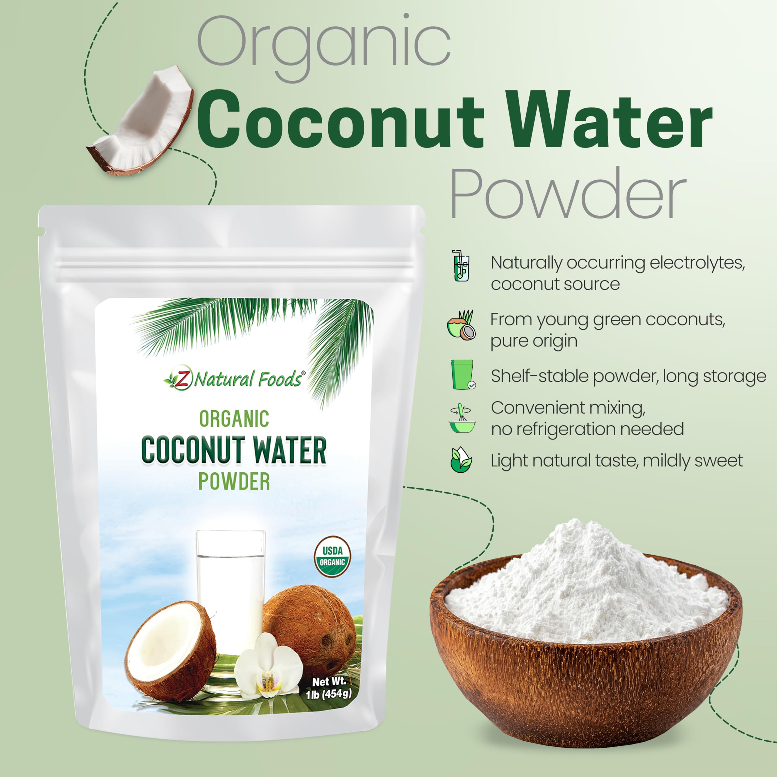 Z Natural Foods powder in measuring scoop showing portion control benefit