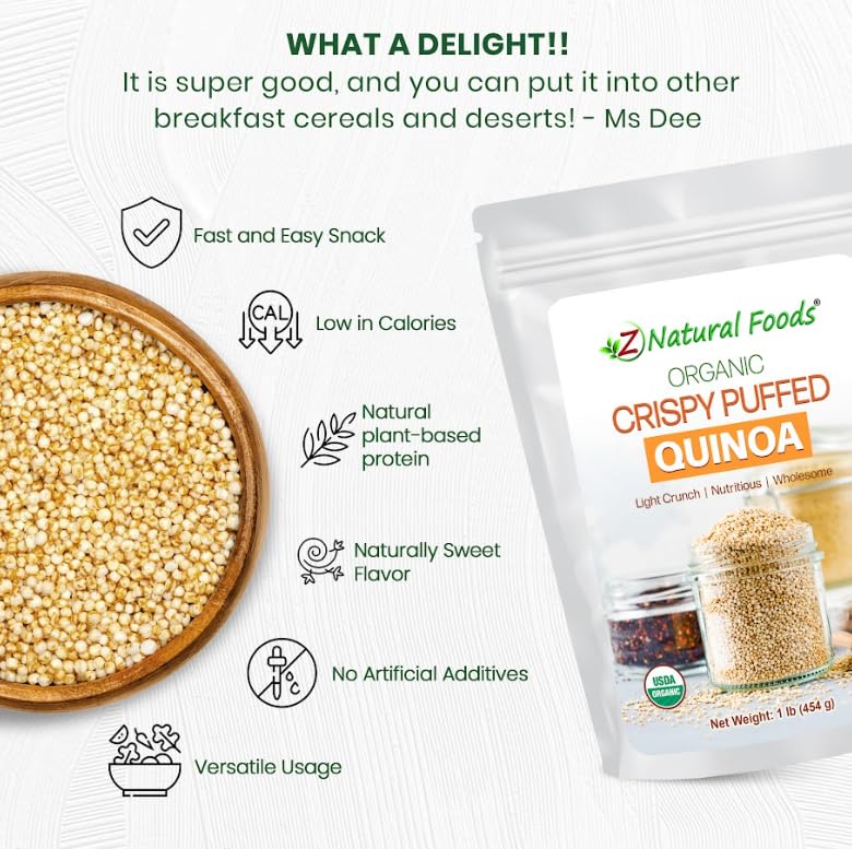 Z Natural Foods quinoa crispies sprinkled on yogurt adding satisfying crunch