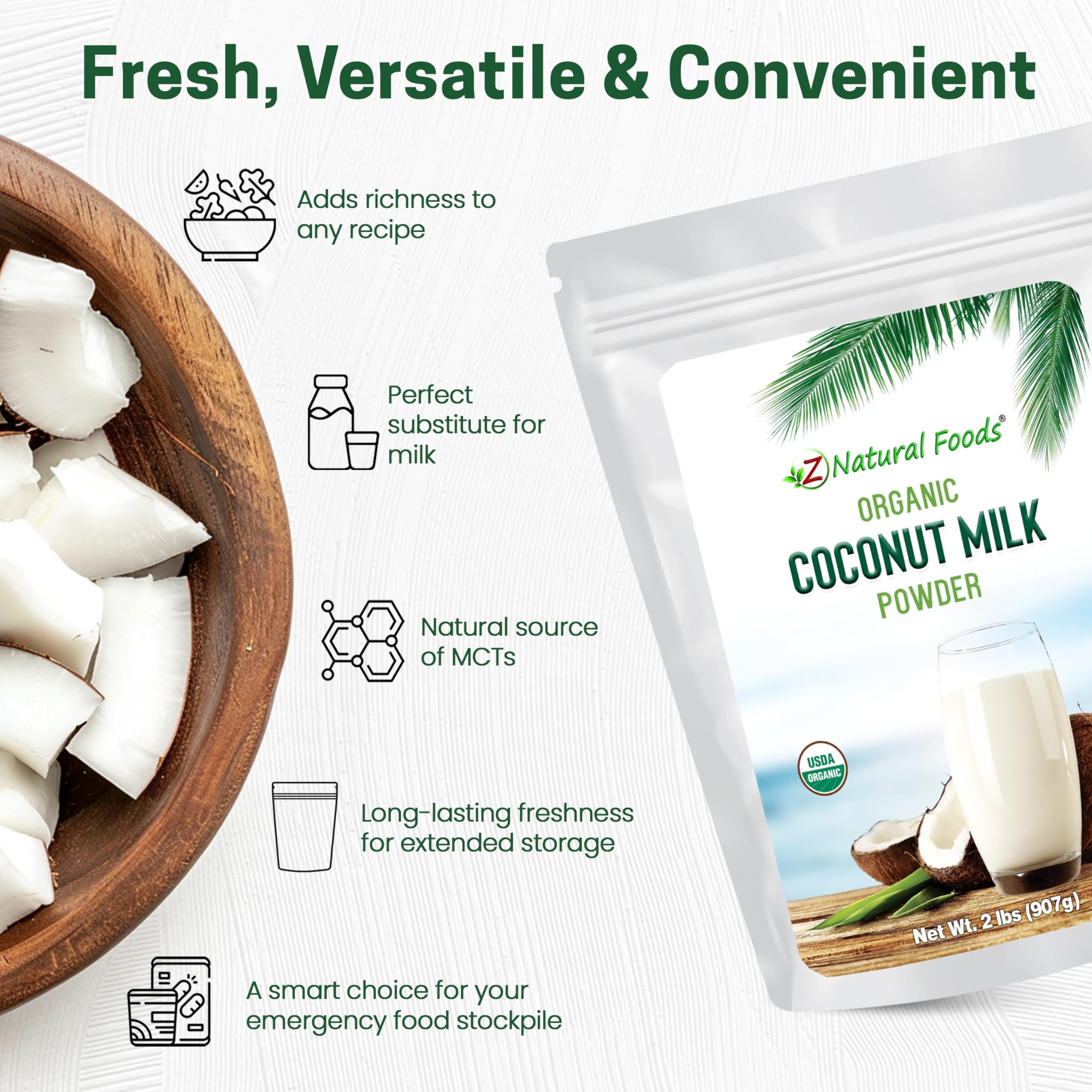 Z Natural Foods reconstituted coconut milk in bowl showing creamy consistency