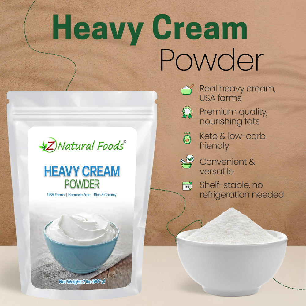 Z Natural Foods glass of reconstituted cream demonstrating creamy consistency