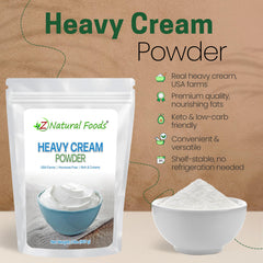Z Natural Foods glass of reconstituted cream demonstrating creamy consistency