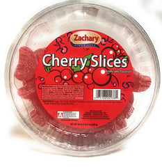 Zachary front acetate tub showing 24oz cherry slices and easy serving