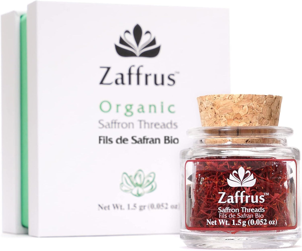 Zaffrus front jar showing label and airtight luxury packaging benefit freshness