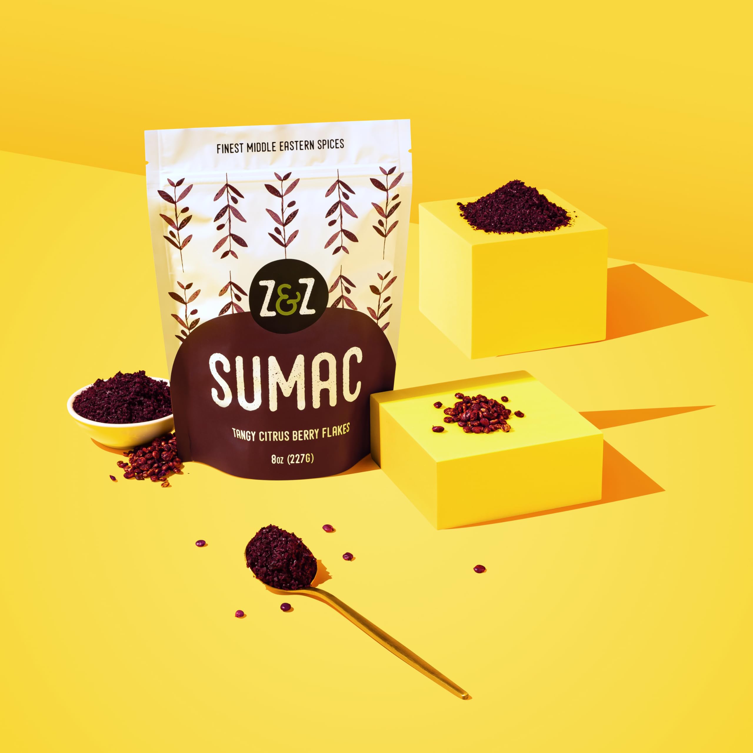 Z&Z sumac coarse texture close-up showing flaky reddish powder, preserves fresh aroma