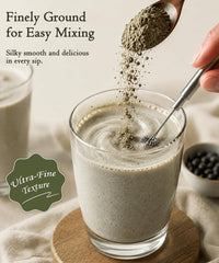 Zashier mixed black soybean drink in glass illustrating creamy beverage result