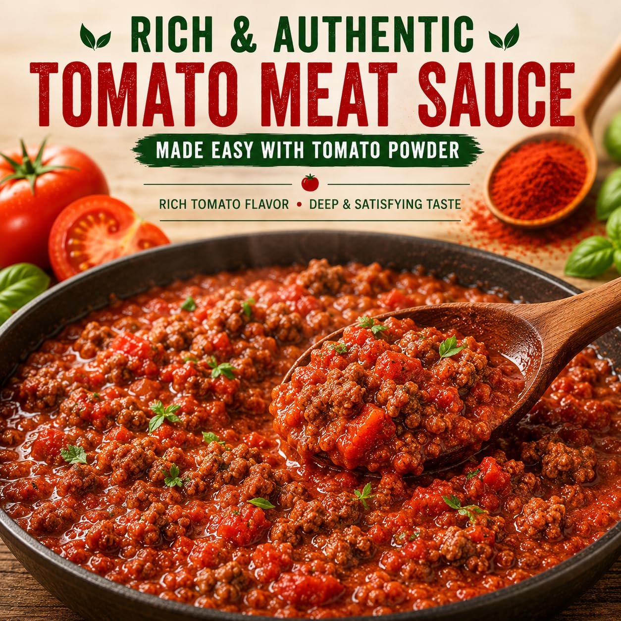 Measured scoop of Zashier tomato powder on spoon, convenient portion control