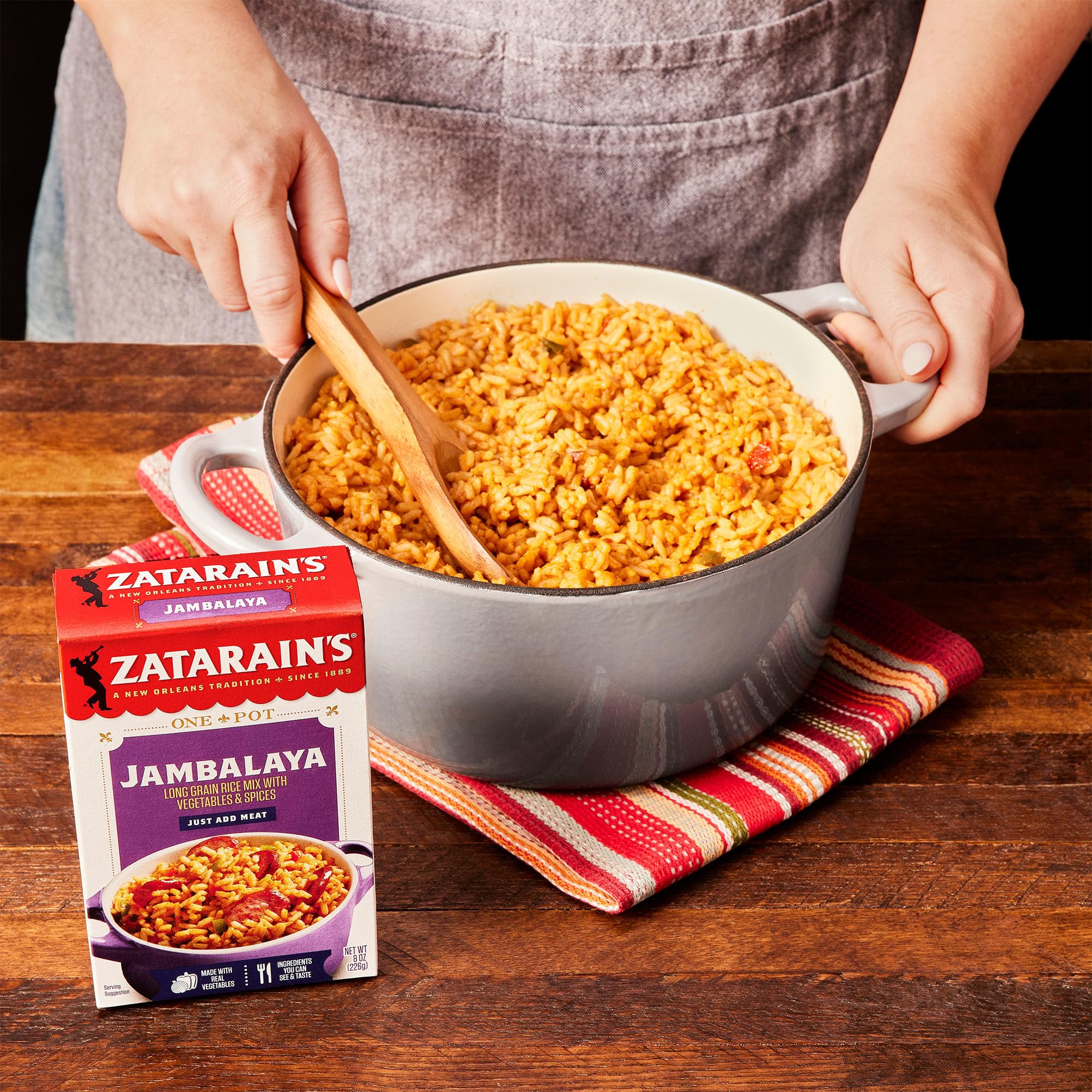 Zatarain's mix cooking in a pan demonstrating simple stovetop preparation