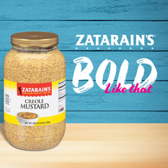Zatarain's open jar close-up texture showing stone-ground seeds and usable consistency