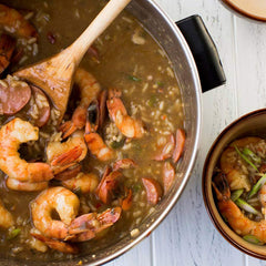 Close-up of Zatarain's gumbo base powder texture, ready-to-mix convenience