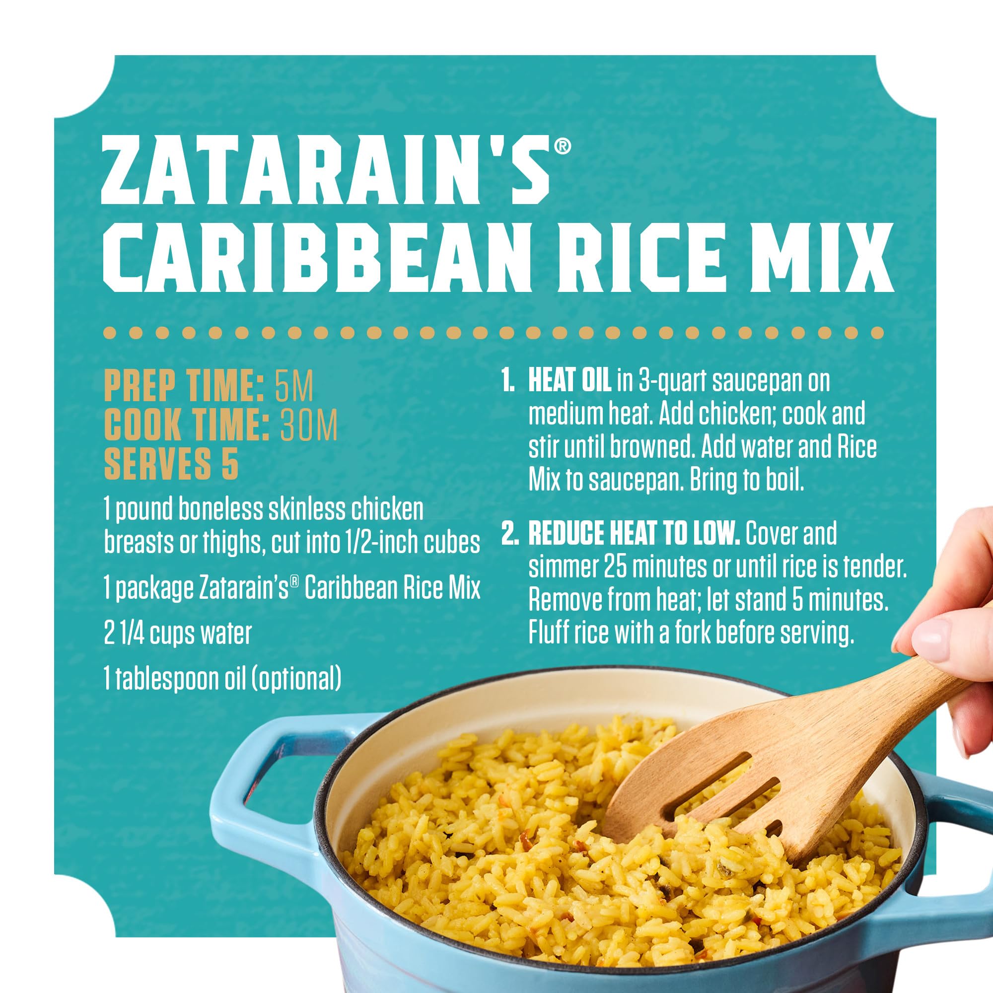 Zatarain's label close-up showing ingredient details for informed choices