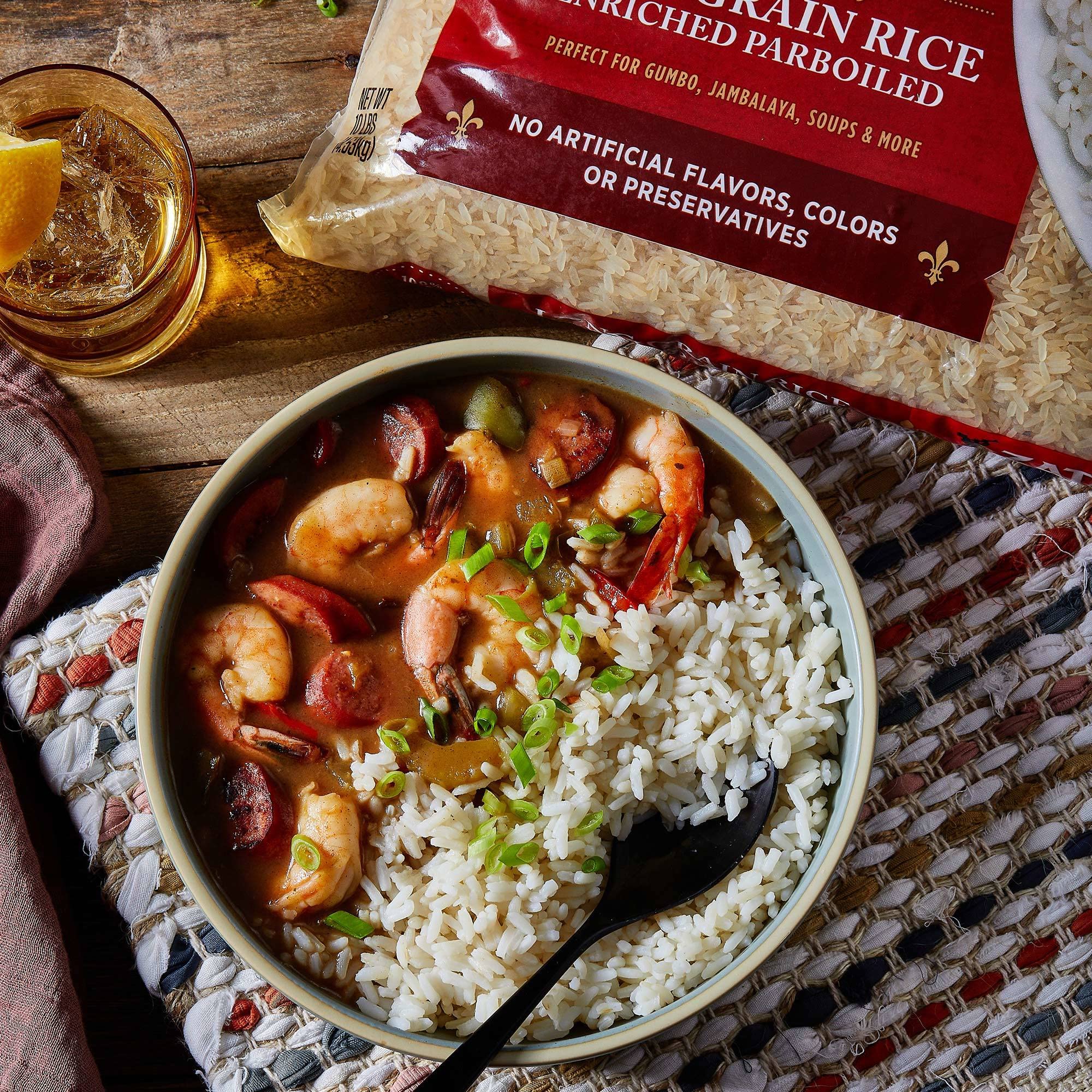 Zatarain's rice in measuring cup showing portioning ease for meal prep