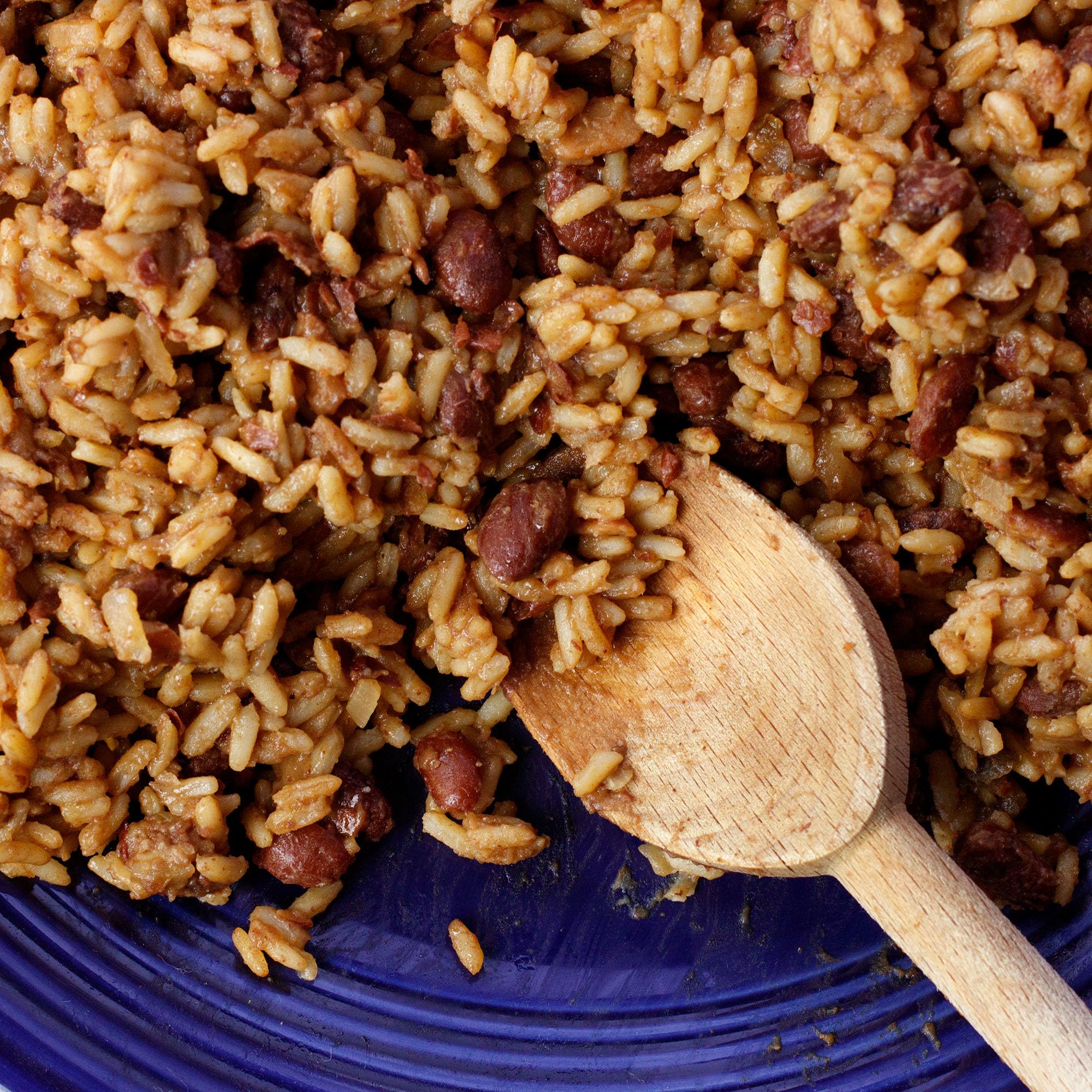 Zatarain's close-up of tender red beans showing hearty texture