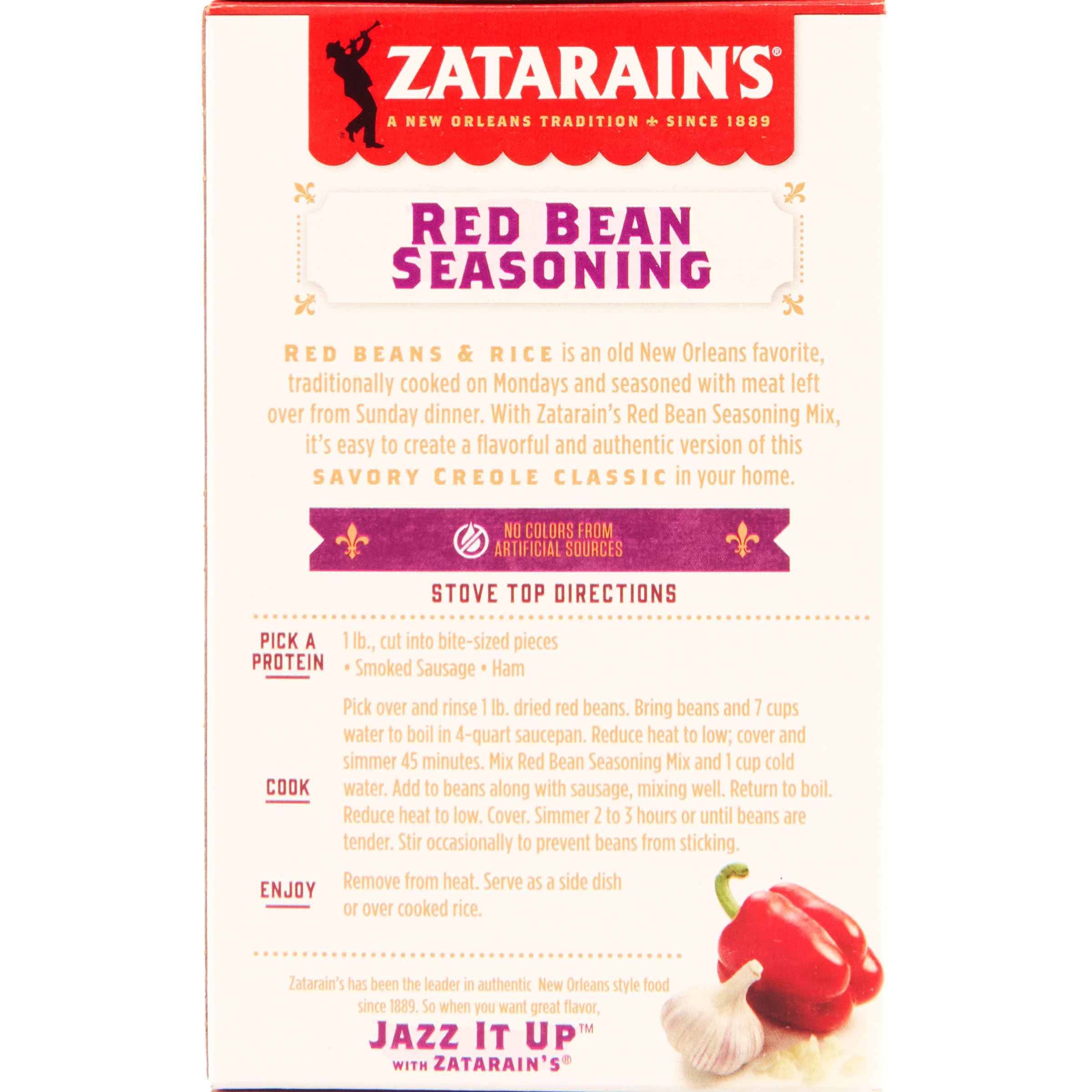 Zatarain's packet stack beside a measuring spoon showing pantry-ready convenience