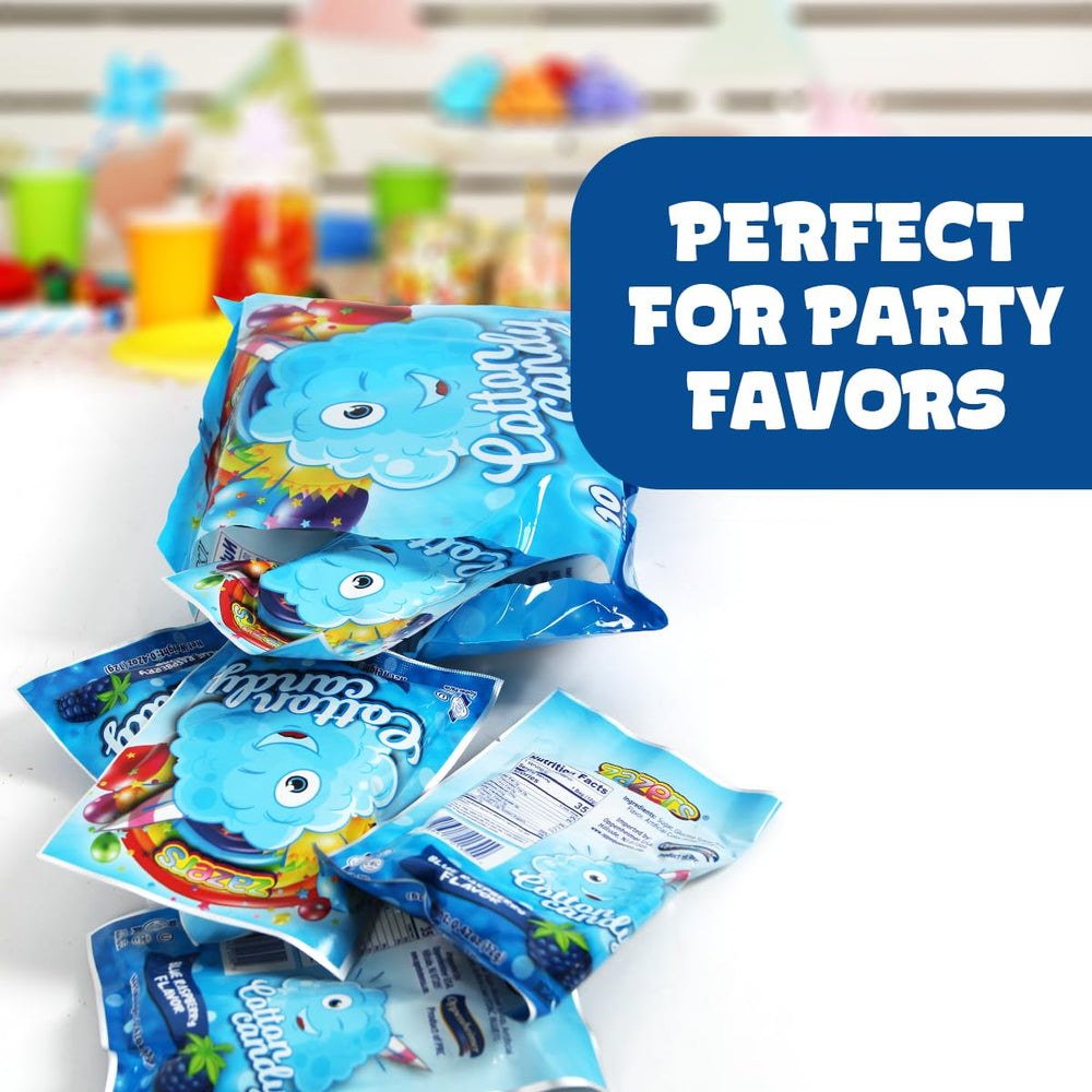 Zazers pouches in a candy dish on a party table, vibrant guest-ready treat