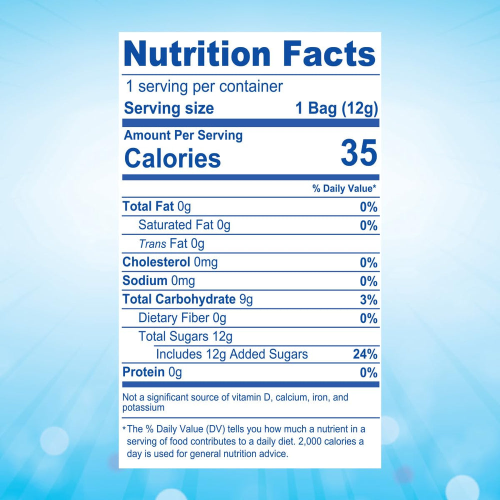 Zazers open pouch with blue cotton candy, ready-to-eat single serving
