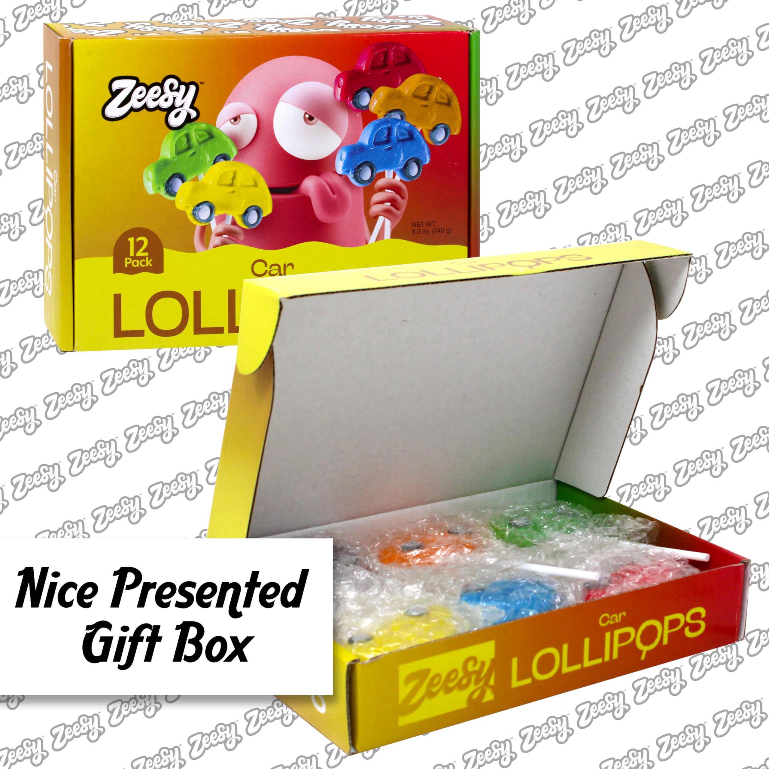 Zeesy car lollipops arranged on party table, decorative and easy styling