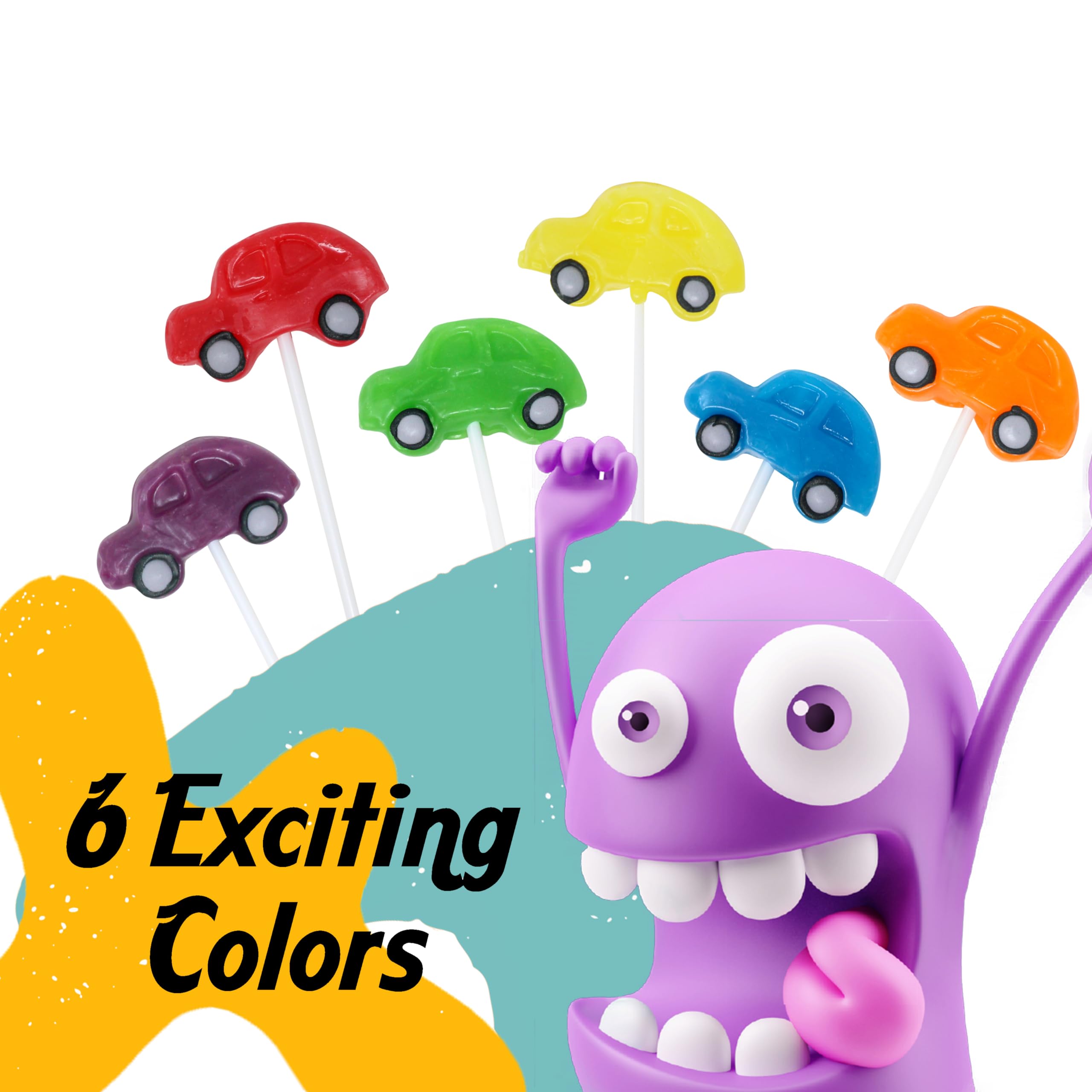 Zeesy car lollipop held in hand for scale, shows child-friendly size
