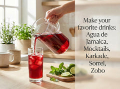 ZEEZA iced hibiscus tea poured into glass showcasing vivid ruby color and refreshment