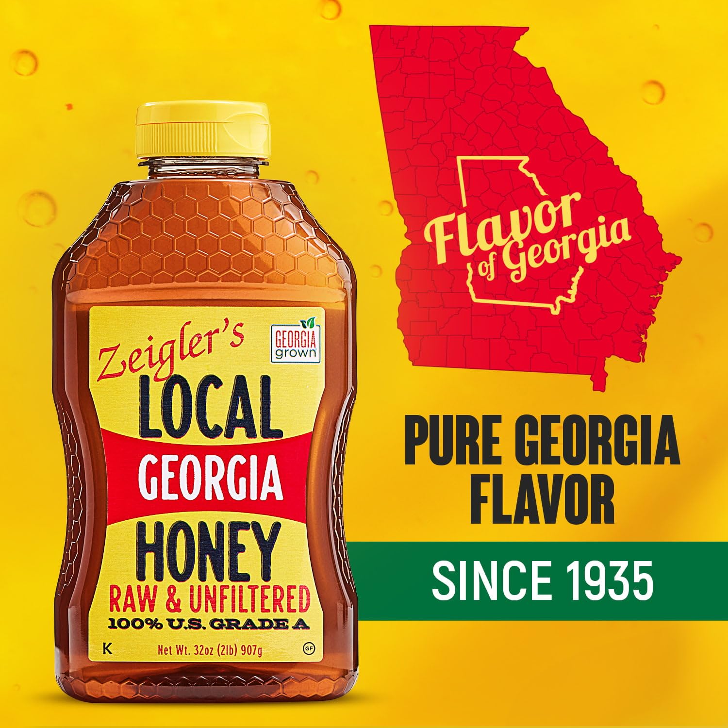 ZEIGLER'S honey drizzling into a cup of tea demonstrating soothing natural sweetness