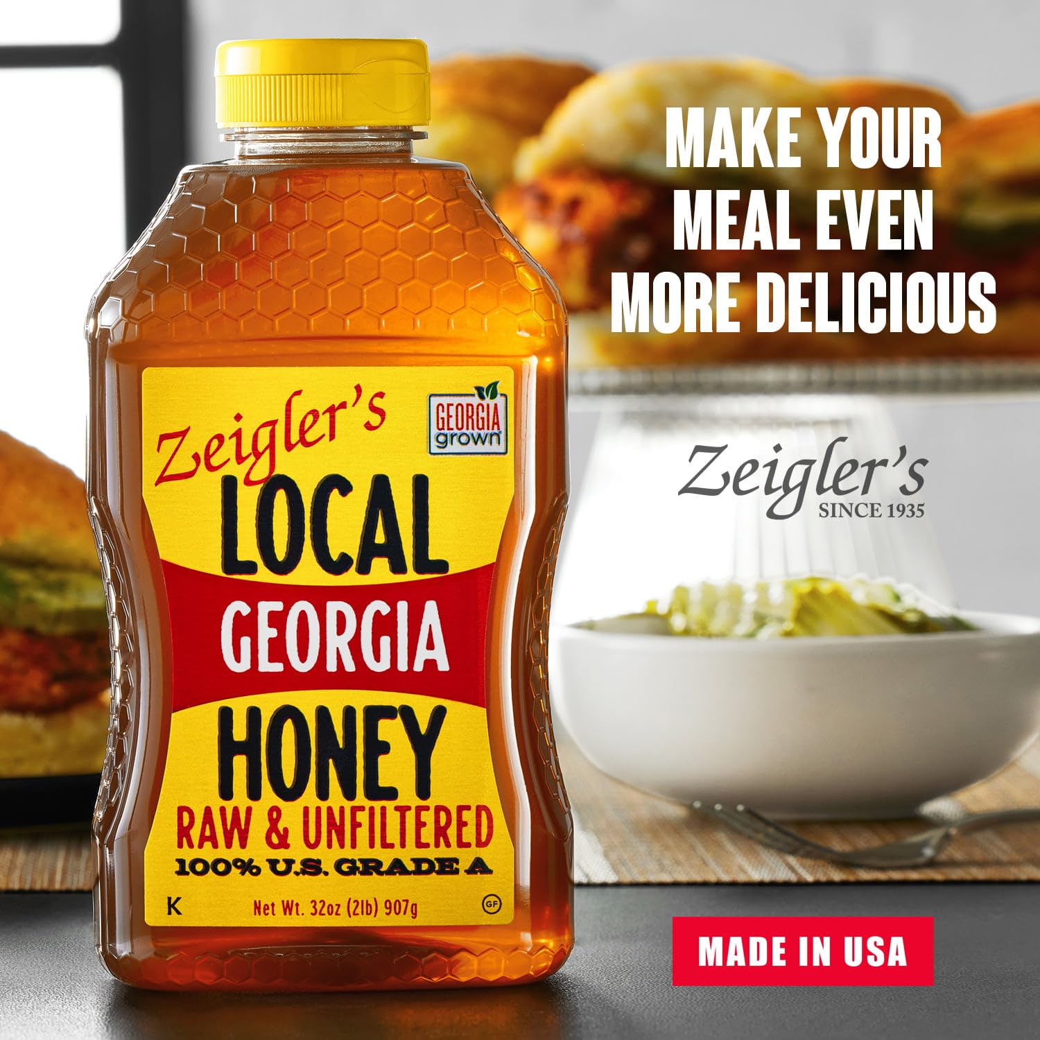 ZEIGLER'S honey bottle in warm water bath showing how to restore silky texture