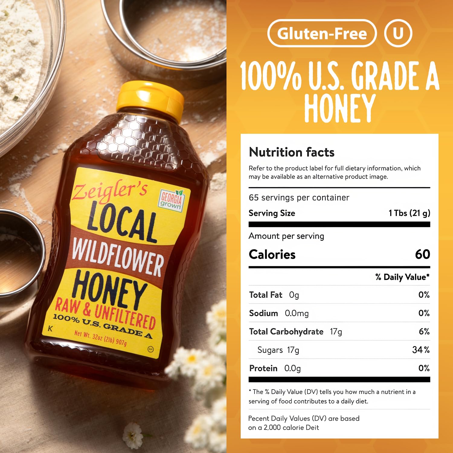 ZEIGLER'S crystallized honey close-up demonstrating natural storage option