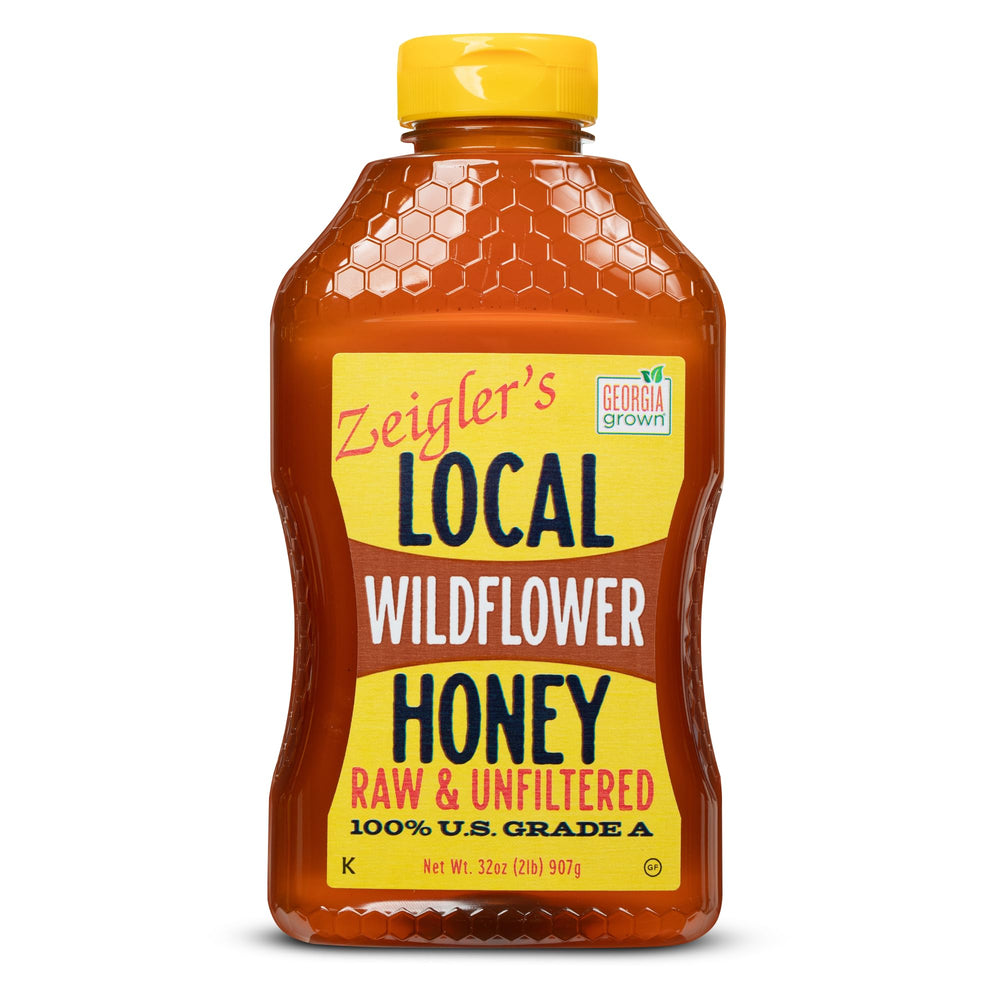 ZEIGLER'S front jar shot showing pure wildflower honey for pantry use