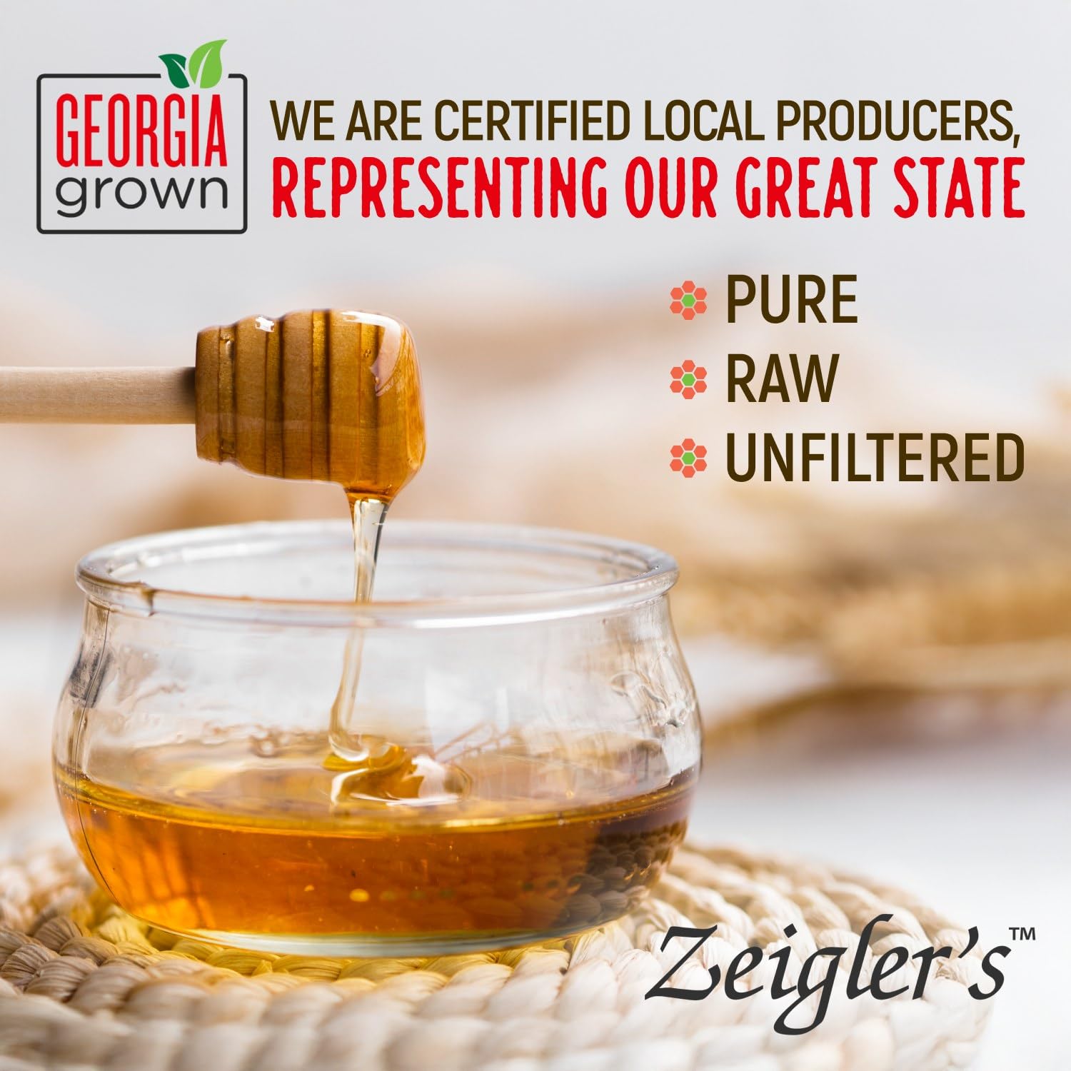ZEIGLER'S label detail showing Georgia Grown certification and authenticity