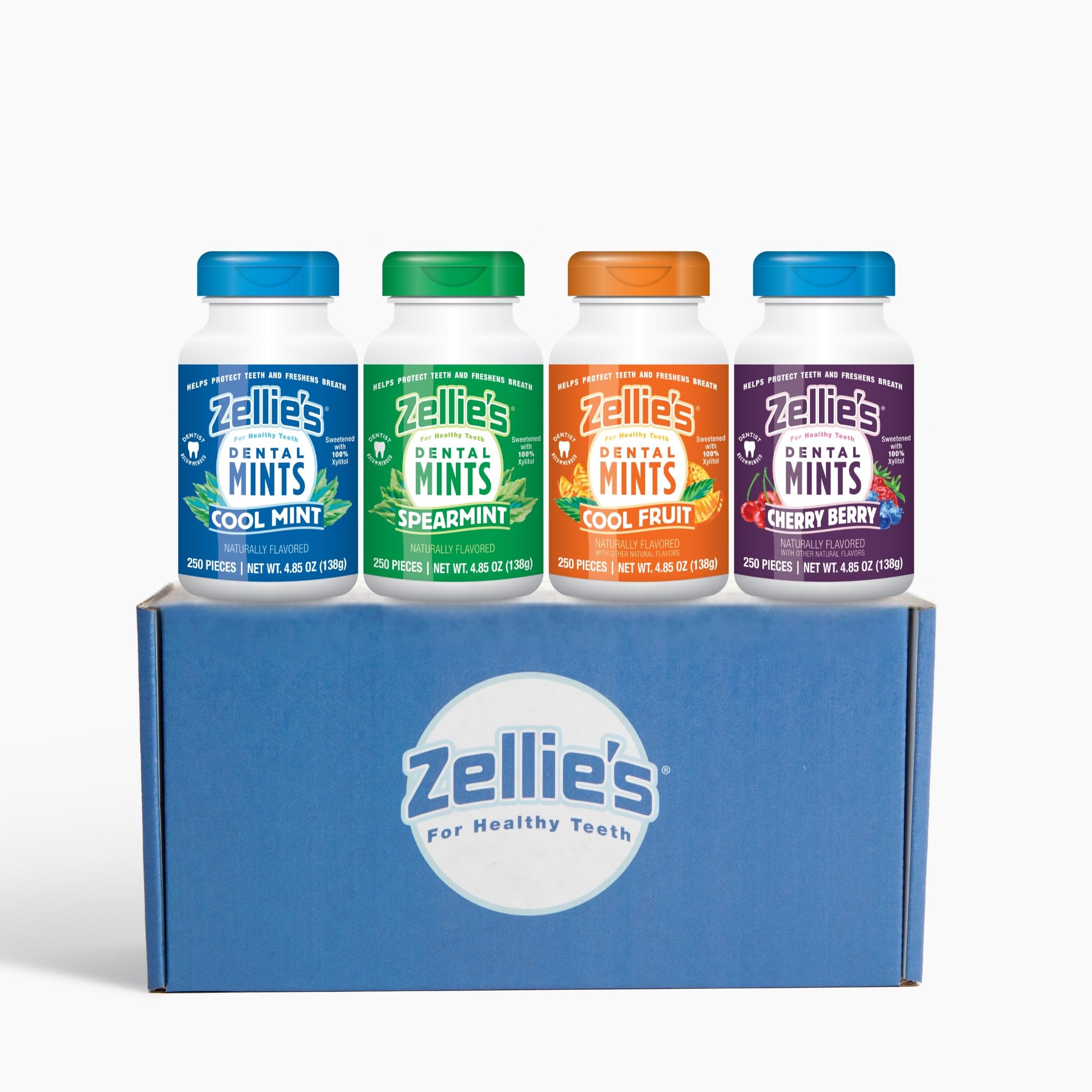 Zellies front packaging showing four flavor tubes and gift-ready presentation benefit: easy gifting