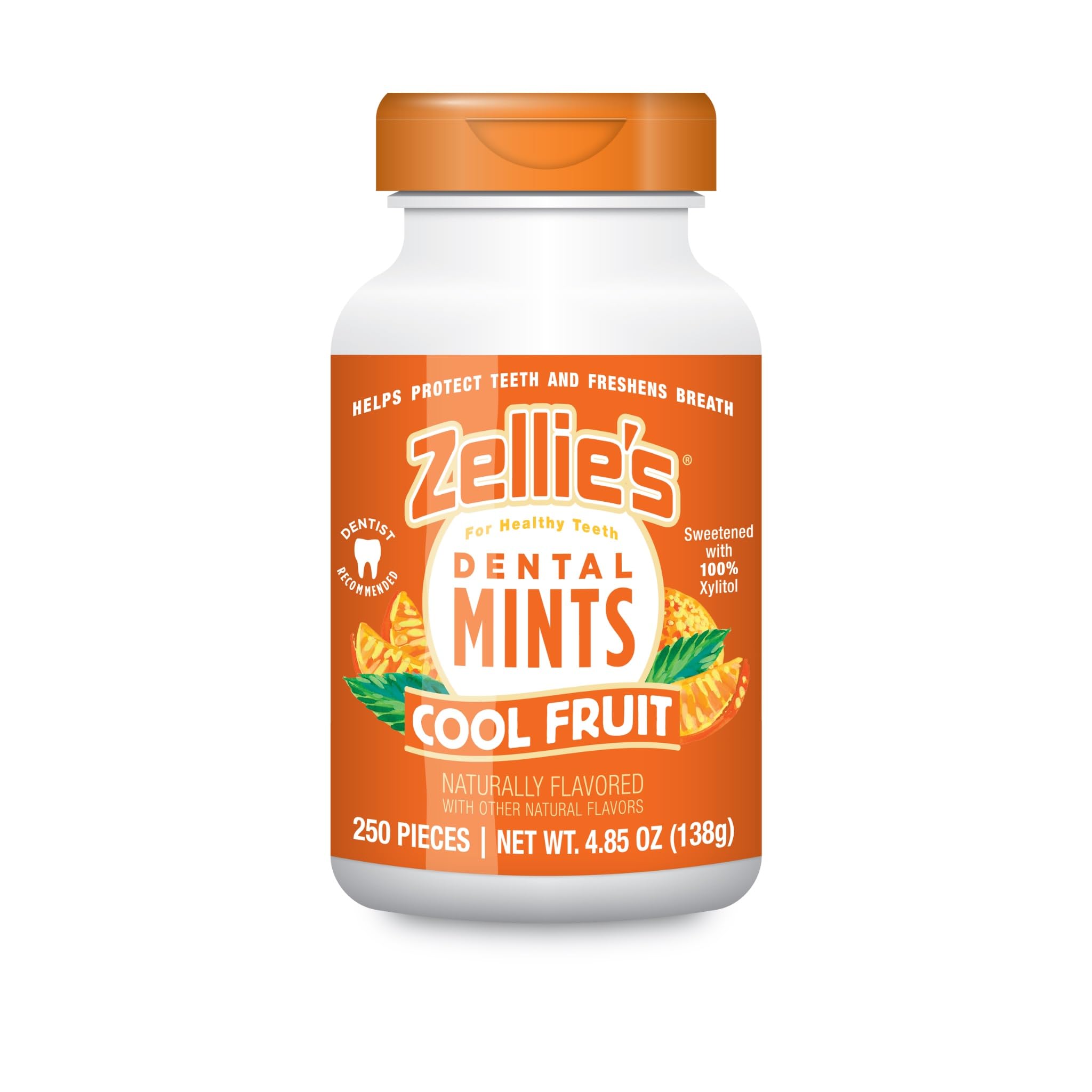 Zellie's front tin of cool fruit mints showing compact travel-friendly packaging and freshness