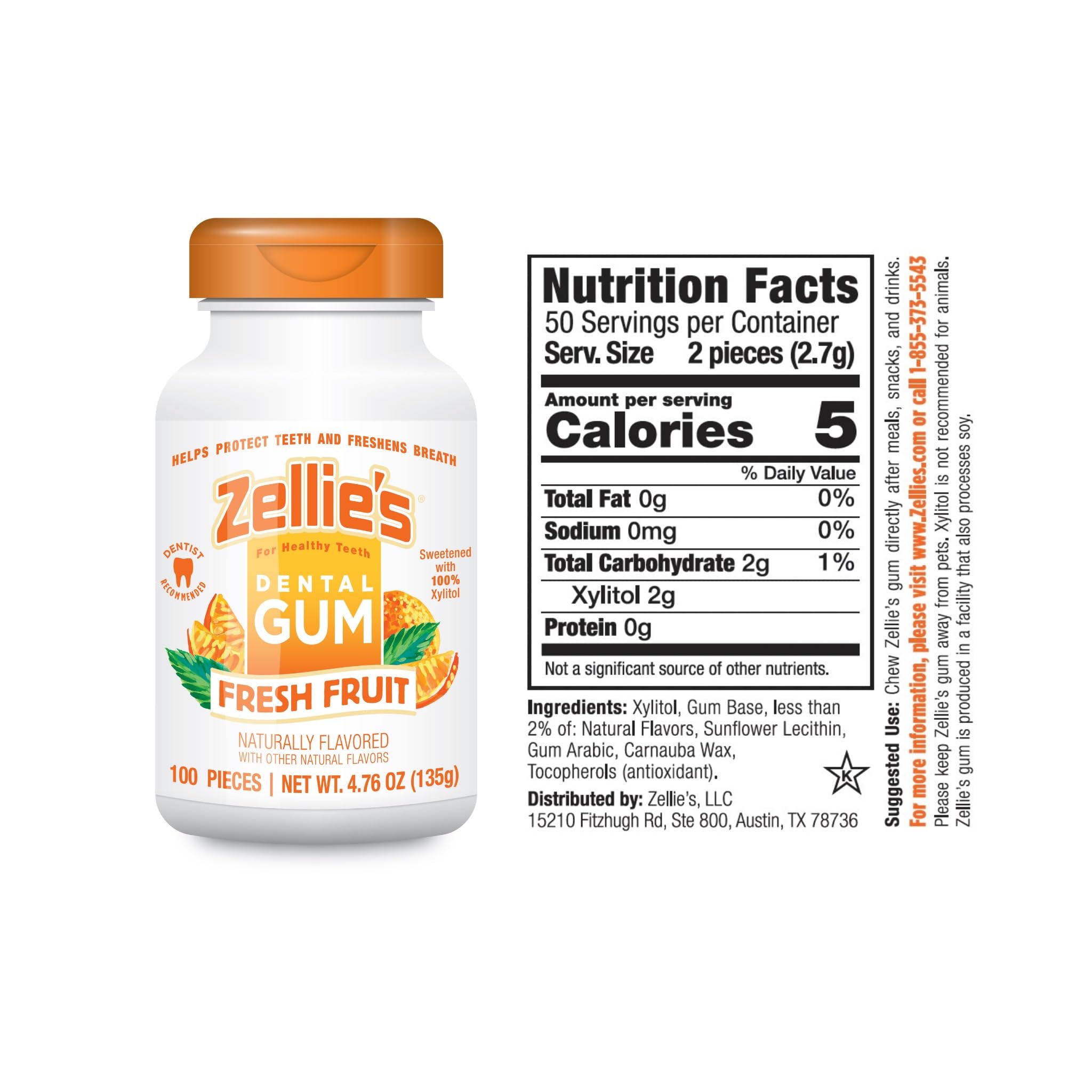 Zellie's open pack with gum pieces visible for convenient use
