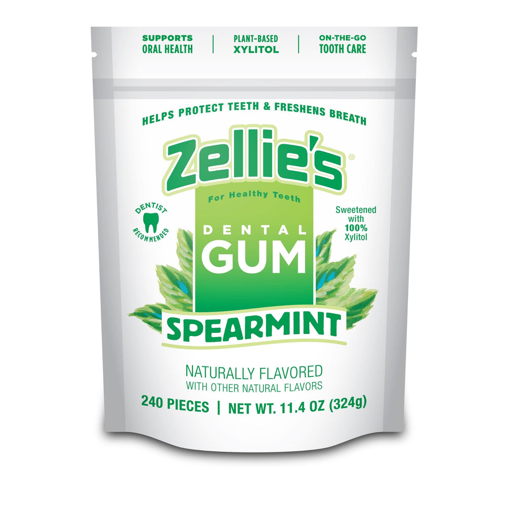 Zellie's spearmint front packaging showing count and xylitol benefit
