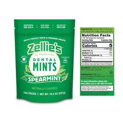 Zellie's open jar top view with visible mints highlighting portability and resealable convenience