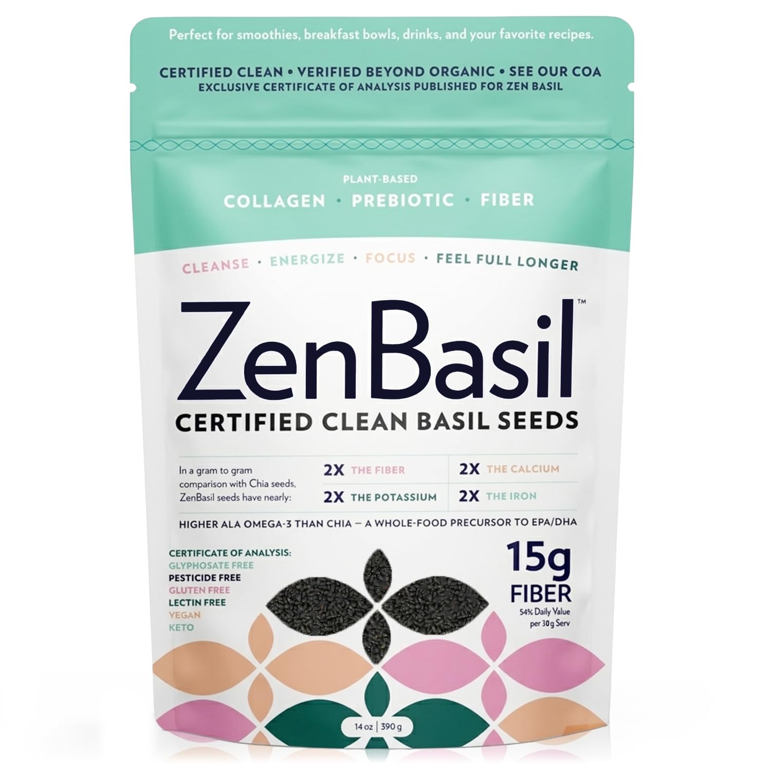 Zen Basil front packaging showing label and benefits for easy pantry selection