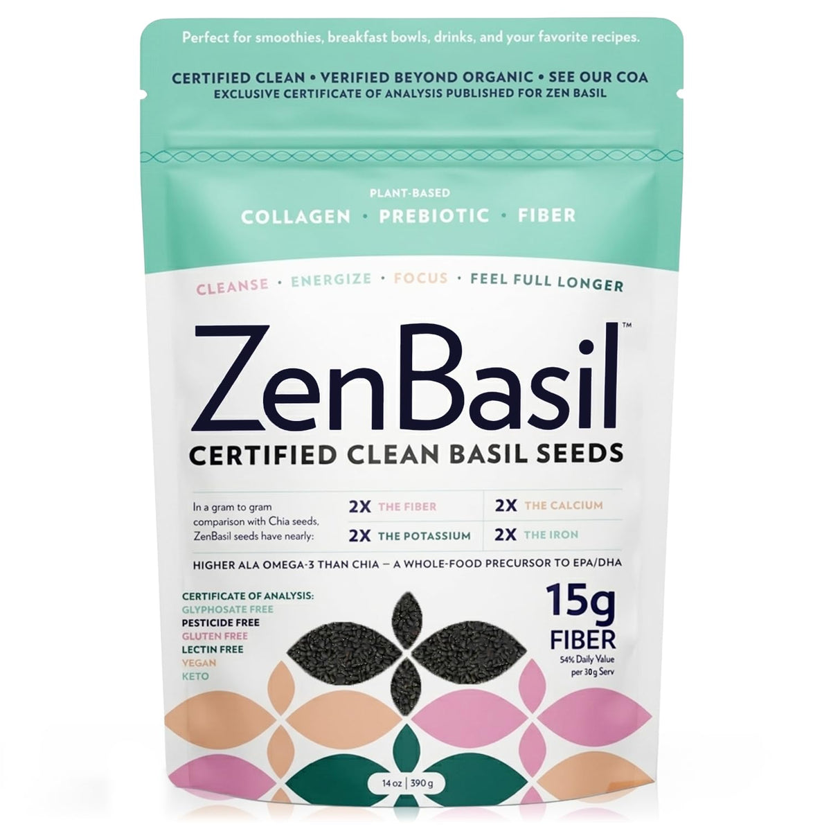 Zen Basil front packaging showing label and benefits for easy pantry selection