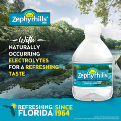 Zephyrhills close-up of single 8oz bottle label highlighting spring source and taste