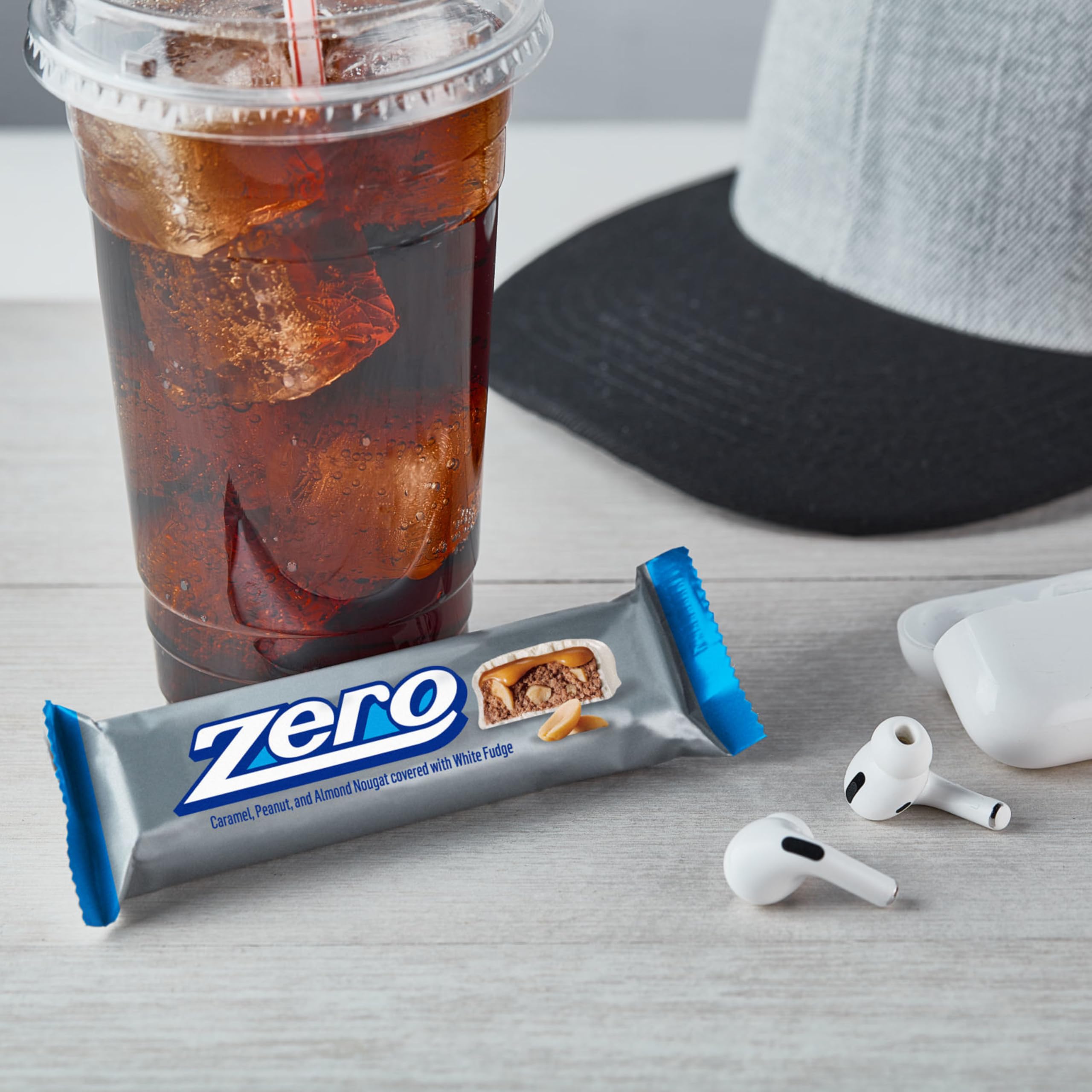 ZERO bar beside a ruler showing 1.85 oz size for portion control benefit