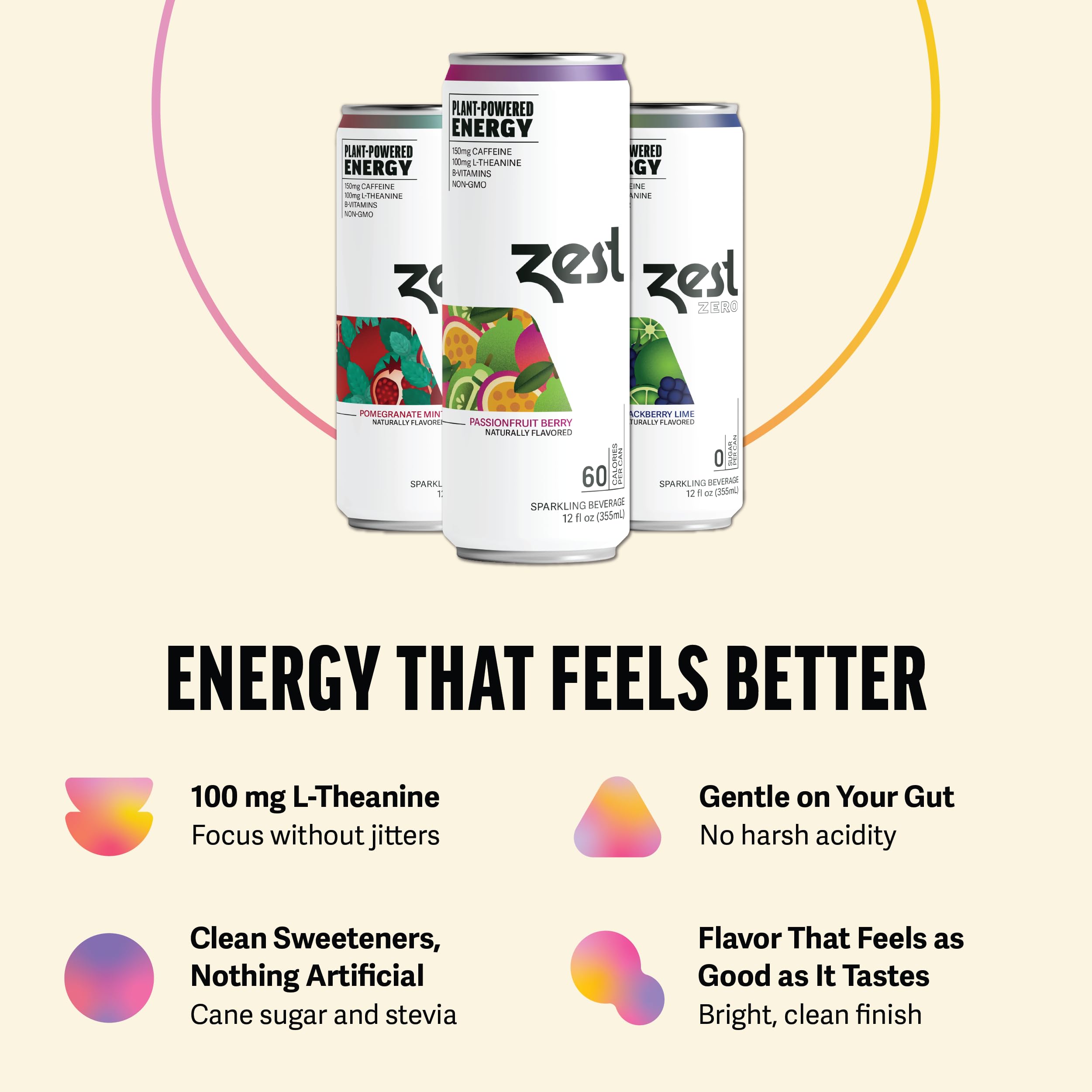 ZEST can in hand demonstrates 12oz scale and convenient on‑the‑go energy