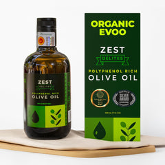 ZEST Delites front bottle showing dark glass and product benefit of freshness