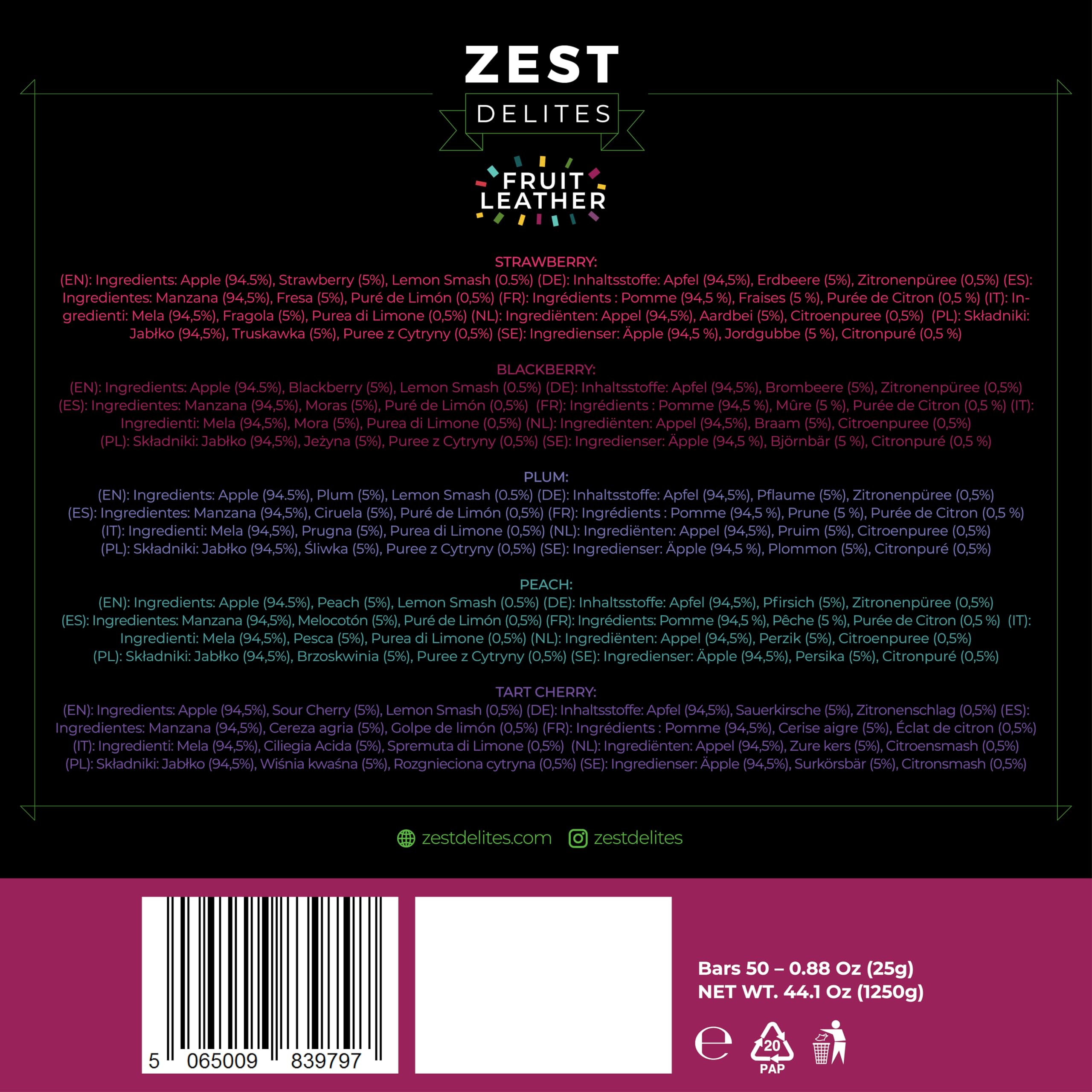 ZEST Delites fruit leathers in a gift basket for wellness gifting