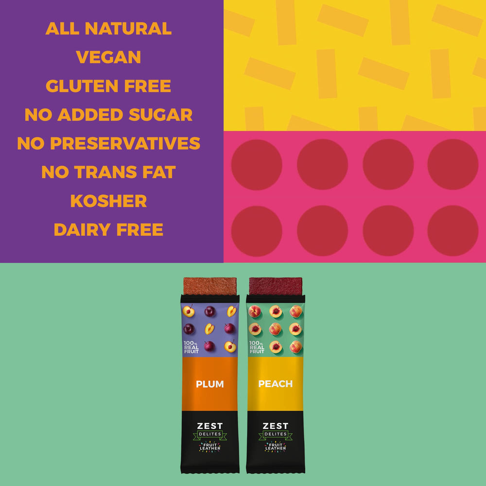 ZEST Delites individually wrapped fruit strip demonstrating mess-free portability