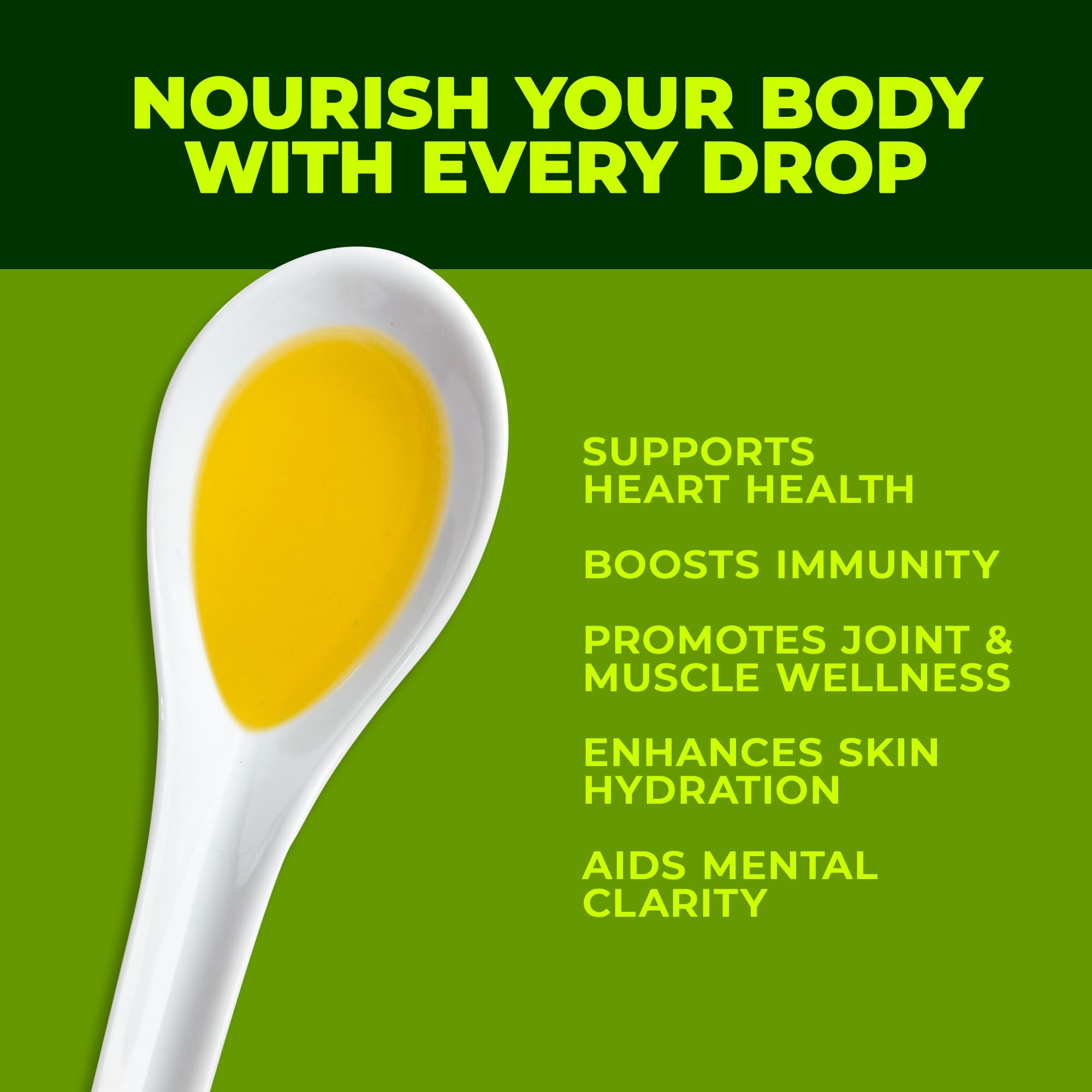 ZEST Delites spoon with oil showing glossy texture and tasting-quality benefit