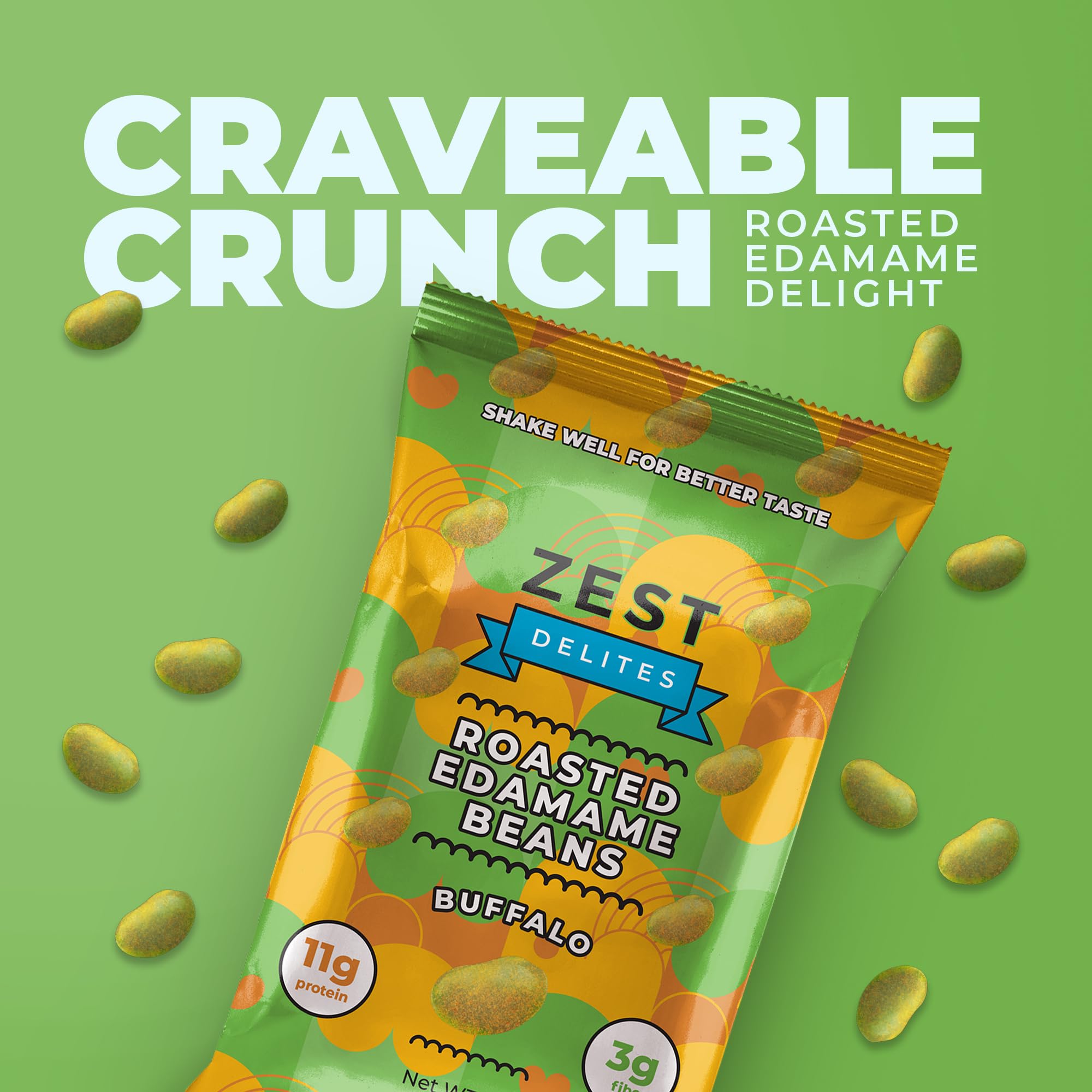Zest Delites Sriracha pouch with spicy-coated beans and bold flavor appeal