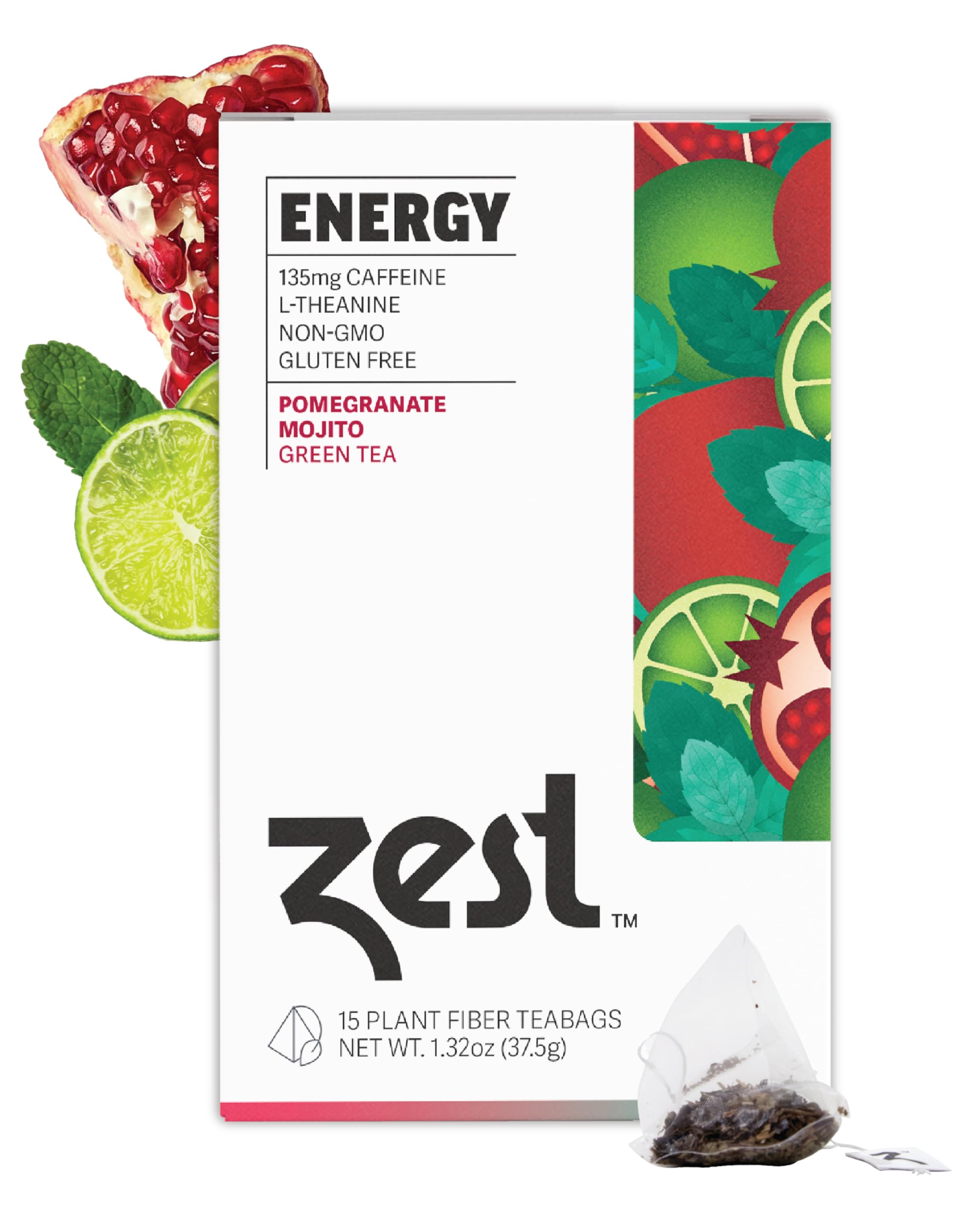 ZEST front packaging showing pomegranate mojito flavor and 15-count box for quick identification