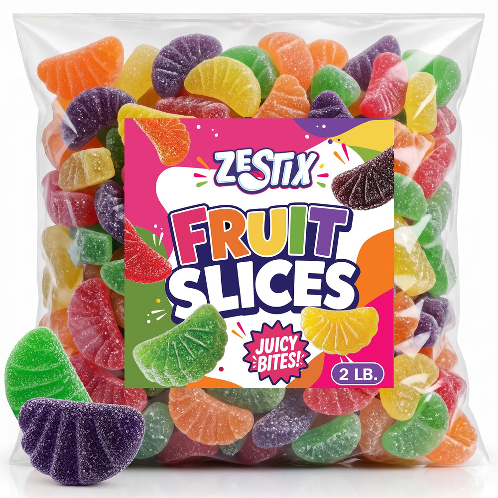 Zestix front packaging showing 2 lb bulk bag and colorful fruit slices benefits portioning
