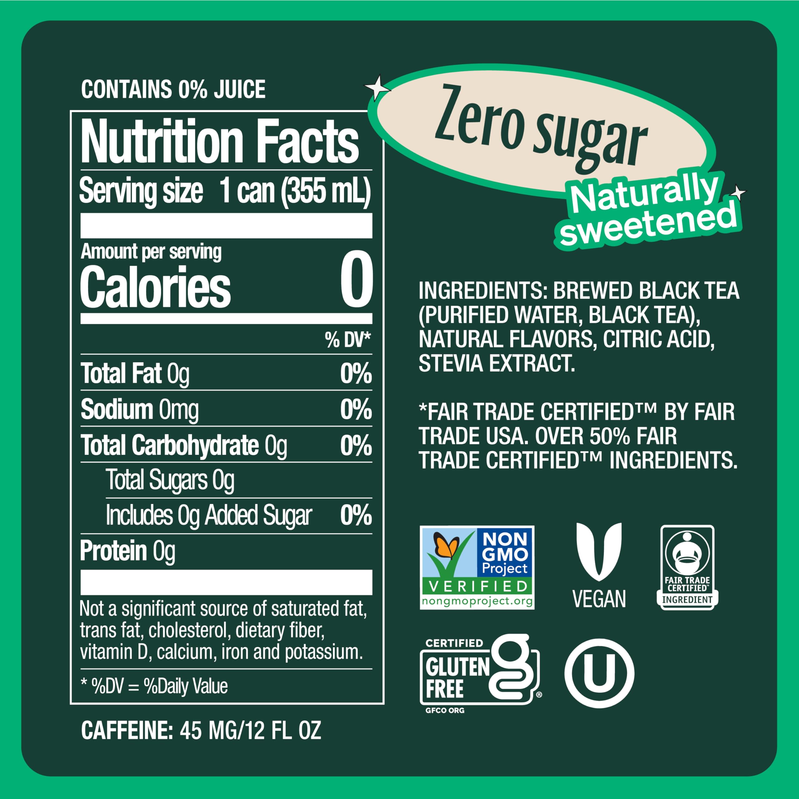 Zevia close-up of can texture and label, clear brand and ingredient view