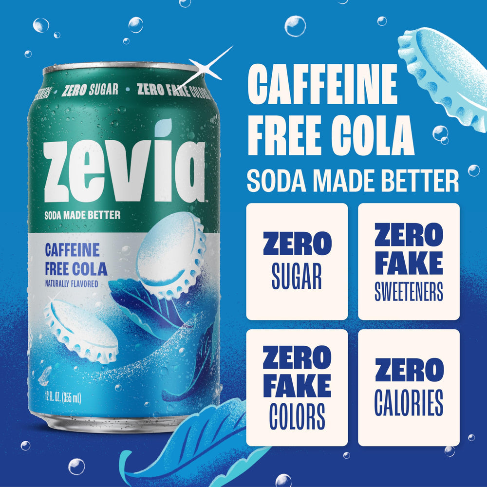 Zevia cola 24-pack display offering a convenient, stock-up solution